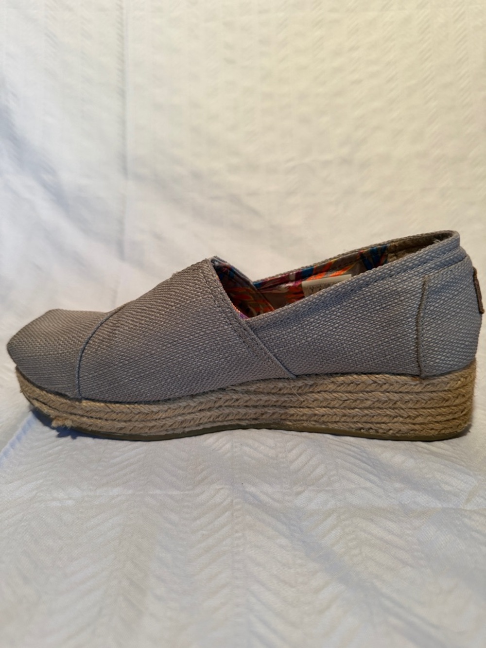 Bobs from Skechers Taupe Canvas Slip-On Espadrilles - Casual Everyday Shoes. - Picture 3 of 9